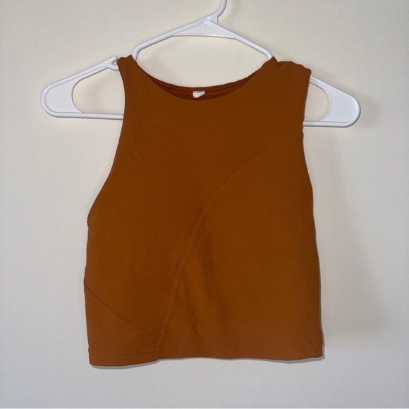 Lululemon Ribbed Asymmetrical Yoga Tank Top in Butternut Brown, Size 4 - Picture 2 of 5